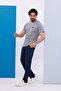 Men's Battal Size Light Gray Crew Neck T-Shirt Bottom-Top Set - 130 - 4