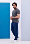 Men's Battal Size Anthracite Crew Neck T-Shirt Bottom-Top Set - 130 - 2
