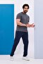 Men's Oversize Size Gray Crew Neck T-Shirt Bottom-Top Set - 130 - 2