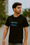 Men's Crew Neck Text Print Short Sleeve Black T-Shirt