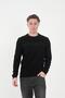 Men's Crew Neck Patterned Long Basic Sweatshirt Black - 2