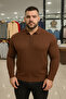 Men's Winter Plus Size Brown Zippered Sweatshirt
