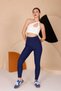 Women's Light Navy Blue High Waist Slim Fit Leggings - 3060 - 4