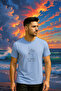 Men's Crew Neck Short Sleeve Text Print Blue T-Shirt - 6