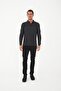 Men's Versatile Striped Winter Long Anthracite Polo Neck T-Shirt - 3