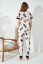 Cream Hat Teddy Bear Patterned Knitted Pajama Set - 3