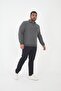 Men's Winter Wide Plain Smoked Oversized Polo Neck T-Shirt with Pockets - 3