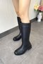 Genuine Leather Black Thick Sole Women's Boots under the Knee Tmd2025001 - 2