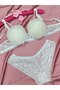 Lace and Bow Detailed Padded Underwire Bra Panty Set - Lingerie Set - 2