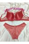 Lace Detailed Unpadded Cross Drawstring Underwire Bra Panty Set - Underwear Set - 2