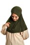 كاكي - وشاح حجاب متشابك عملي جاهز قماش رملي سادة 1600_09 - 3