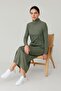 Ribbed Knit Lycra Fishing Collar Long Dress - 5