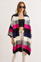 Women's Black Navy Blue Colored Thick Striped Knitwear Cardigan Hrk-19000337 - 3