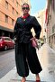 Women's Belt Detailed Blazer Jacket Baggy Trousers Stylish Set - 6