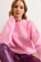 Women's Pink Soft Textured Balloon Sleeve Thick Knit Sweater Kzk-19001037