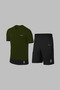 Men's Khaki Dri-Fit Crew Neck Short Sleeve Casual Comfortable T-Shirt Shorts Bottom Top Athlete Set (S-3Xl)