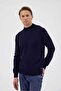 Half Fisherman Wool Navy Blue Knitwear Sweater - 3
