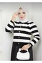 Women's Knitwear Cardigan Pleated Leather Skirt Hijab Set 01 - 3