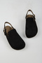 Lapaz Women's Vegan Leather Buckle Black Sabo Slippers - 5