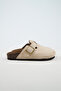Cancun Women's Vegan Leather Buckle Beige Sabo Slippers - 2