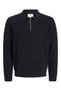 Men's Navy Blue Jprblamilano Stitch Knit Zip Polo Sweater & Cardigan 12281743-Nightsky - 5