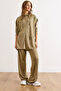 Women's Khaki Modal Pique Tunic with Accessories and Pocketed Pants Set Tkm-19000451