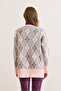 Women's Pink Baklava Pattern Soft Textured Thick Knitwear Cardigan Hrk-19000432 - 2