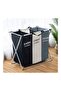 3-Section Laundry Basket Black/White/Grey 137Liters