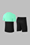 Men's Water Green Fit Unprinted Round Neck Short Sleeve T-Shirt Shorts Bottom Top Set (S-3Xl) - 4
