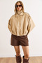 Women's Stone Lined Skirt Pleated Oversized Suede Jacket Ckt-19000494 - 4