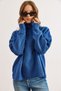 Women's Indigo Turtleneck Soft Textured Bat Knitwear Sweater Kzk-19001036 - 4