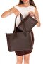 Women's Double Compartment Hand and Shoulder Bag Ald.6753 Brown - 4