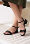 Date women's matte black heeled sandals - 6
