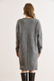Women's Gray Kangaroo Pocket Slit Knitwear Tunic Dress Elb-19002550 - 6