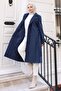 Belted Cashmere Coat Navy Blue 19271 - 3