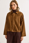 Women's Tan Lined Skirt Pleated Oversized Suede Jacket Ckt-19000494 - 6