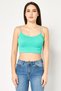Women Scoop Neck Sleeveless Ribbed Tank Top, Green