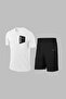 Men's White Dri-Fit Crew Neck Short Sleeve T-Shirt Shorts Bottom Top Set (S-3Xl)