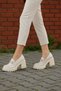 Women's Metal Buckle Detail Loafer Shoes-Beige - 7