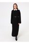 Knitwear Hijab Dress with Hair Braid Detail - Black -