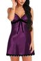 Satin Spaghetti Strap Nightdress Nightgown Lace Trim V Neck Chemise Y136 - 6
