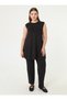 Soft Buttoned Contrast Color Blouse&Pants&Kimono Plus Size Set - Black Ecru - - 2