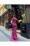 Detailed Slit Flowers Evening Dress Dried Rose 583065 - 3