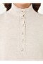 Button Detailed High Neck Knitwear Hijab Dress - Cream - - 4