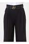 Belted High Waist Wide Leg Trousers with Pleated Detail - Black - - 5