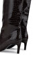 Women's Faux Leather Brown Crocodile Heeled Boots - 4