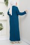 Knitted Pattern Knitwear Dress Petrol Hm2526 - 5