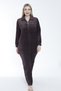 Women's Plus Size Cotton Zippered Velvet Tracksuit Set - Claret Red - B 2287