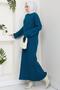 Knitted Pattern Knitwear Dress Petrol Hm2526 - 4