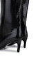 Women's Faux Leather Black Crocodile Heeled Boots - 4
